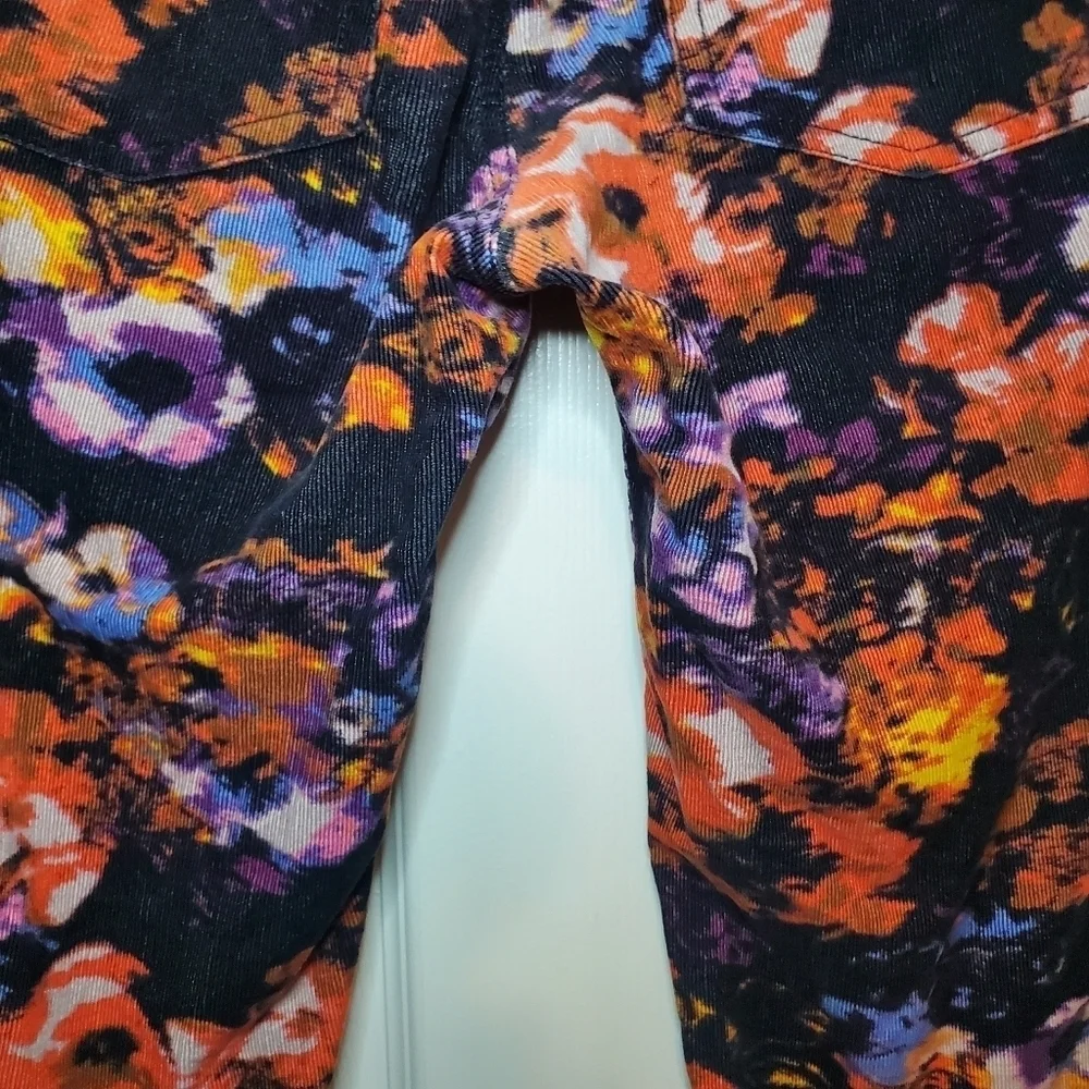 Anthro Pilcro Colorful Floral Corduroy Skinny Pants Sz 27